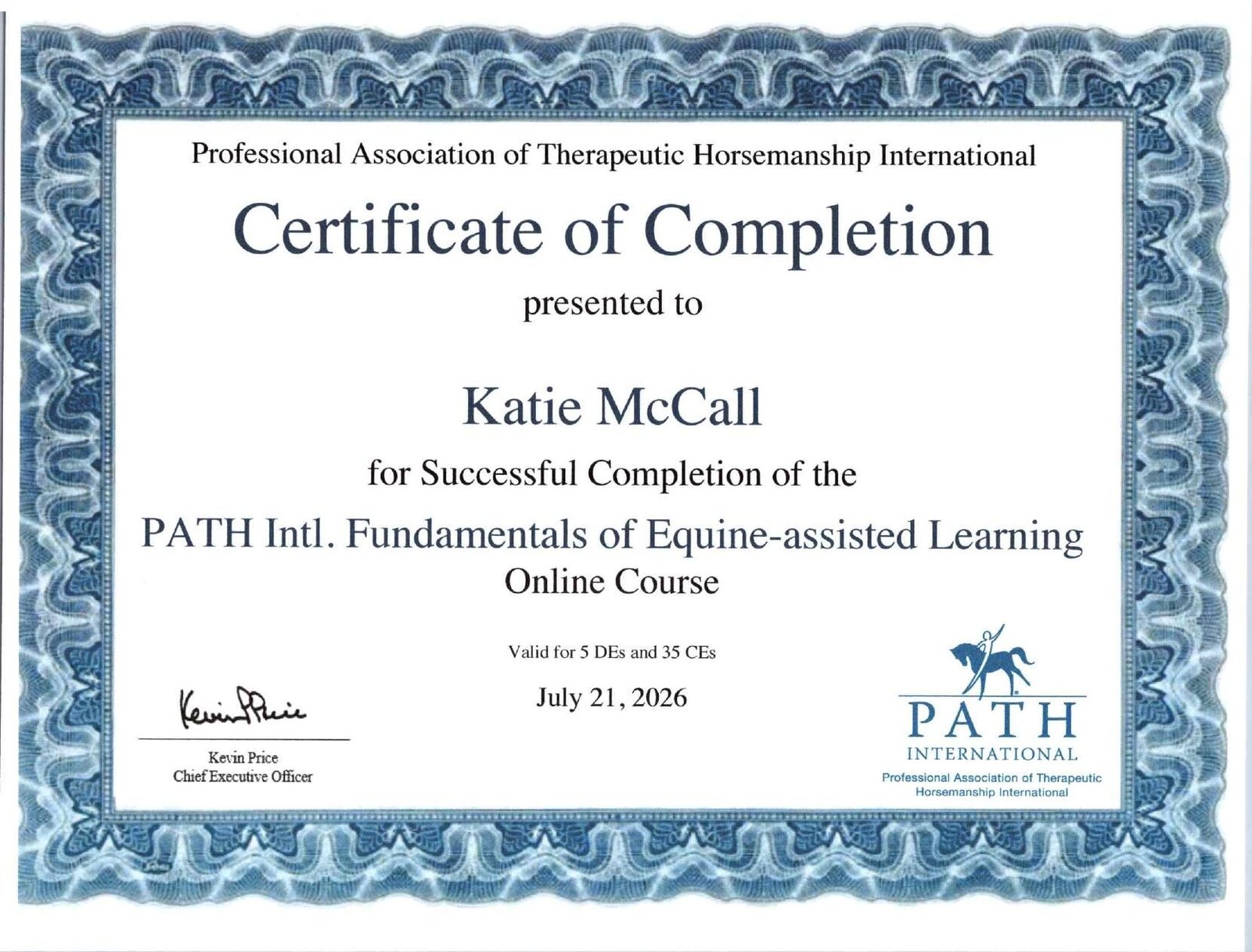 PATH International continuing education course completion